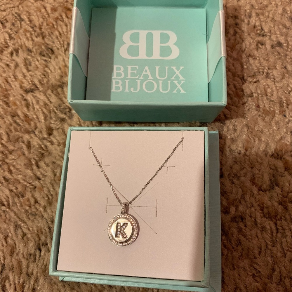 NIB K initial charm necklace